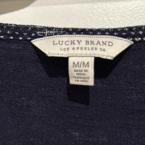 Lucky Brand Blue Boho Tie Front Blouse - Size Medium- Excellent Condition - Picture 2 of 5